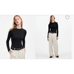 Madewell Womens Drapey Rib Long Sleeve Tee Black Size XXL NS593